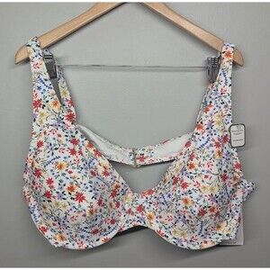 TIME & TRU 3X (24W-26W) Ditsy Botanical Floral Print Bikini TOP NWT